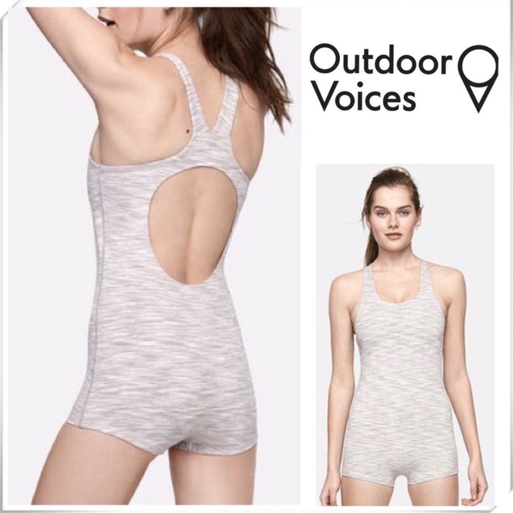 NWOT Outdoor Voices Strata Bodysuit Slivertone